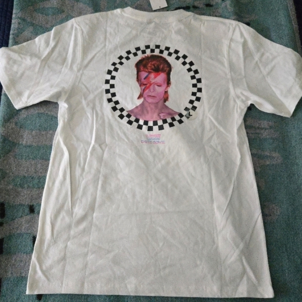 Vans Boys Large David Bowie Alladin SANE White Short Sleeve Tshirt NWT 112024